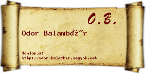 Odor Balambér névjegykártya